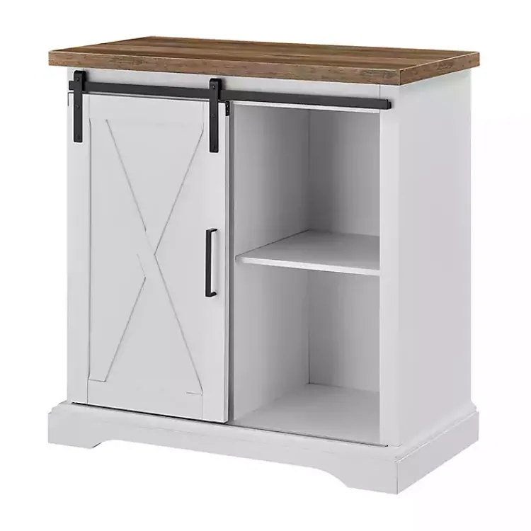 Cabinets & Sideboards-Kirklands Home Barn Door Cabinet White