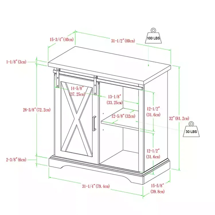 Cabinets & Sideboards-Kirklands Home Barn Door Cabinet White