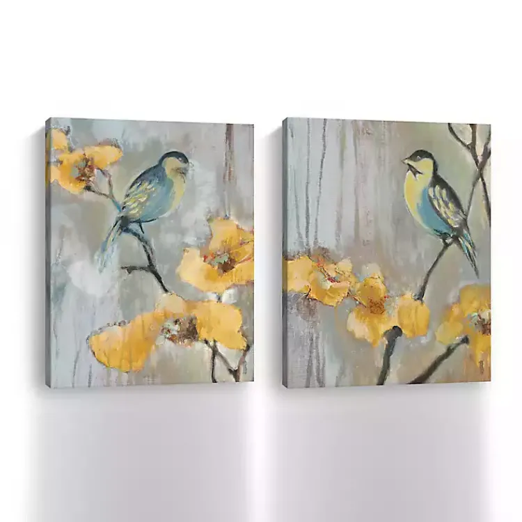 Canvas Art-Kirklands Home Bluebirds and Blossoms Canvas Art Prints, Set of 2