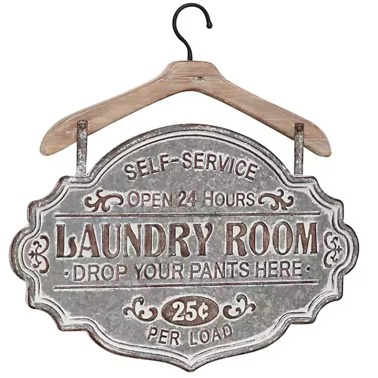Wall Quotes & Signs-Kirklands Home Metal Laundry Room Wall Plaque Gray
