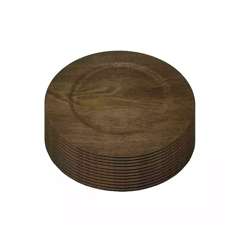 Serving & Entertaining-Kirklands Home Natural Faux-Wood Charger Plates, Set of 12 Brown