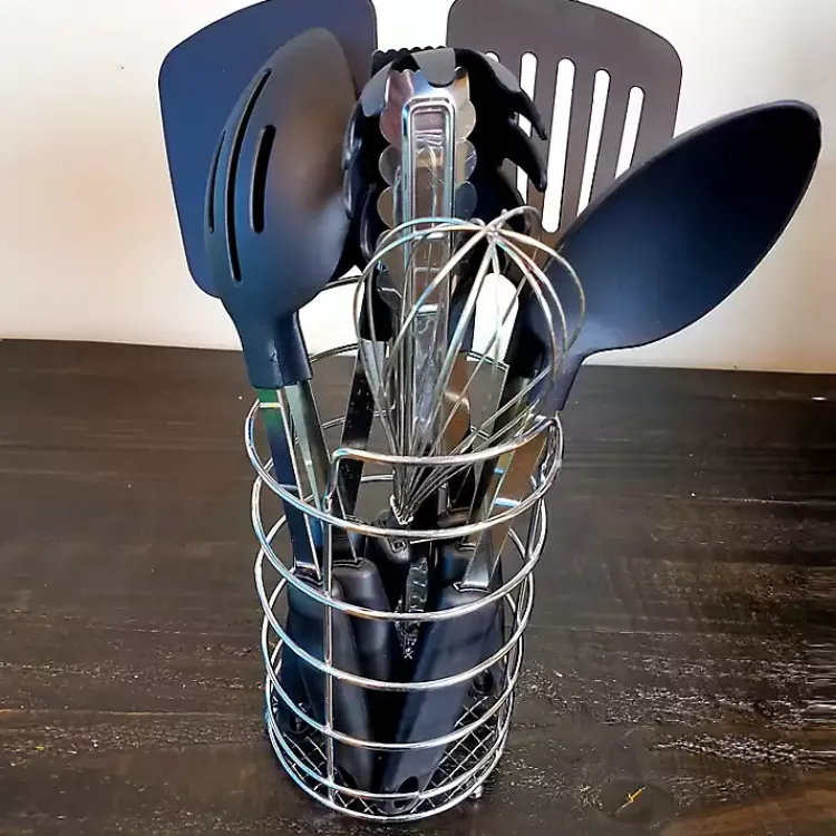 Kitchen Accessories-Kirklands Home 9-pc. Utensil Set with Wire Caddy Black