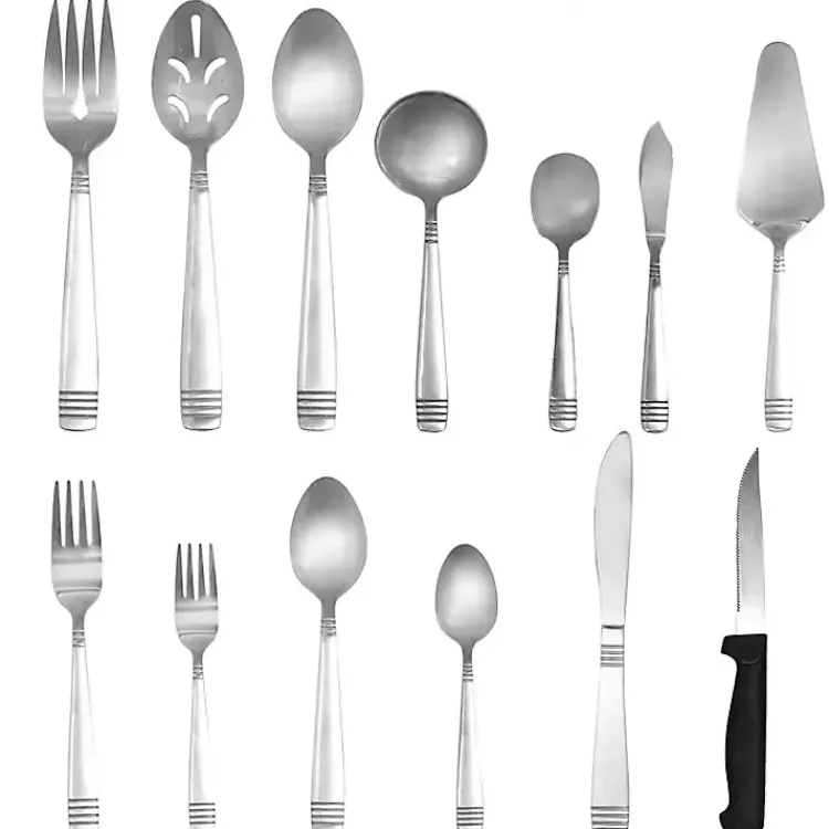 Flatware & Cutlery-Kirklands Home Stainless Steel 55-pc. Flatware Set Silver