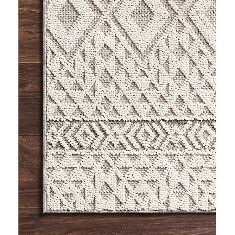 Outdoor Rugs-Kirklands Home Ivory Geometric Stripes Outdoor Area Rug, 5x7