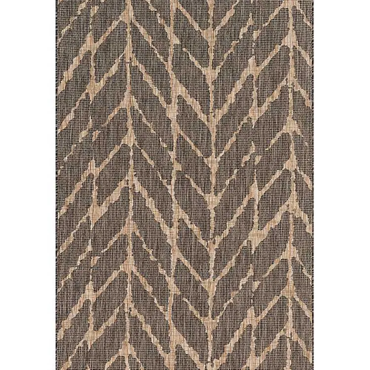 Outdoor Rugs-Kirklands Home Charcoal Mocha Chevron Outdoor Area Rug, 7x10