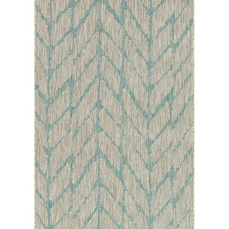 Outdoor Rugs-Kirklands Home Mist and Aqua Chevron Outdoor Area Rug, 5x7