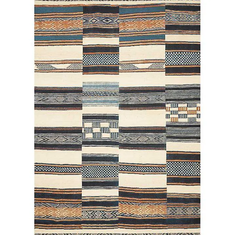 Outdoor Rugs-Kirklands Home Ivory and colored Tribal Outdoor Rug, 7x11 Multi