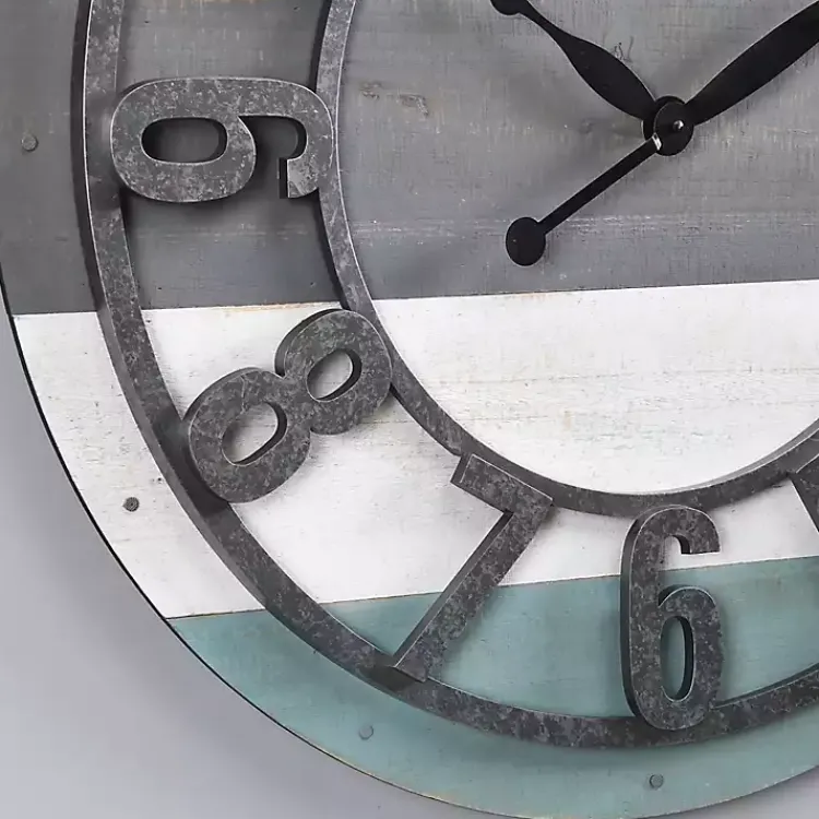 Clocks-Kirklands Home Teal Wood Plank Wall Clock Blue