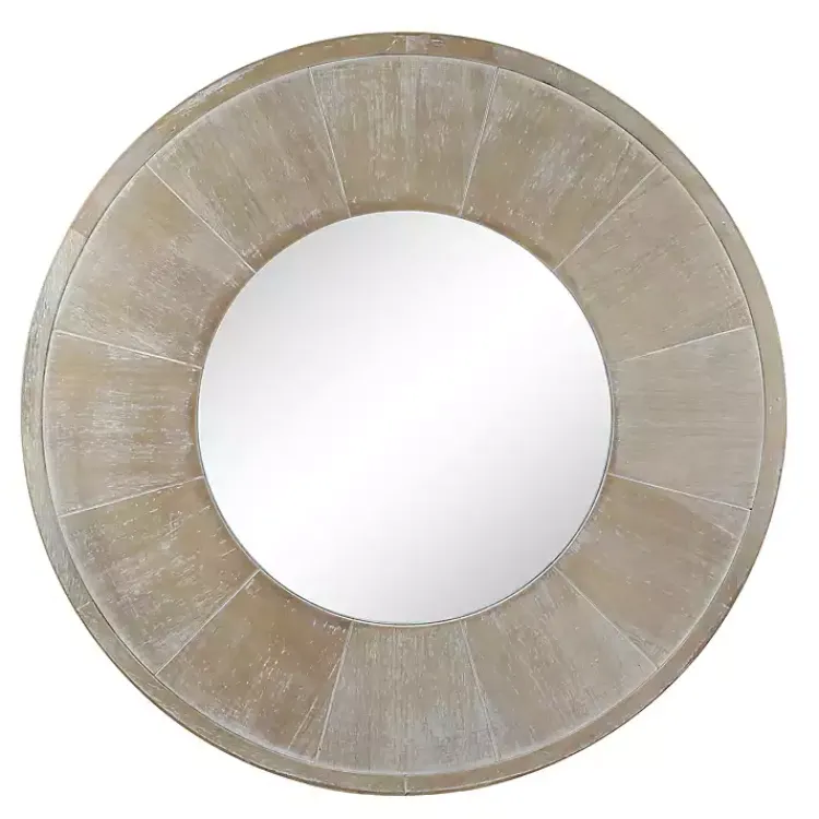 Decorative Mirrors-Kirklands Home Distressed Wood Planked Frame Wall Mirror Brown