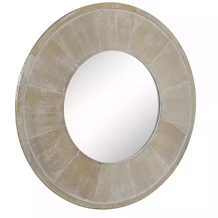 Decorative Mirrors-Kirklands Home Distressed Wood Planked Frame Wall Mirror Brown