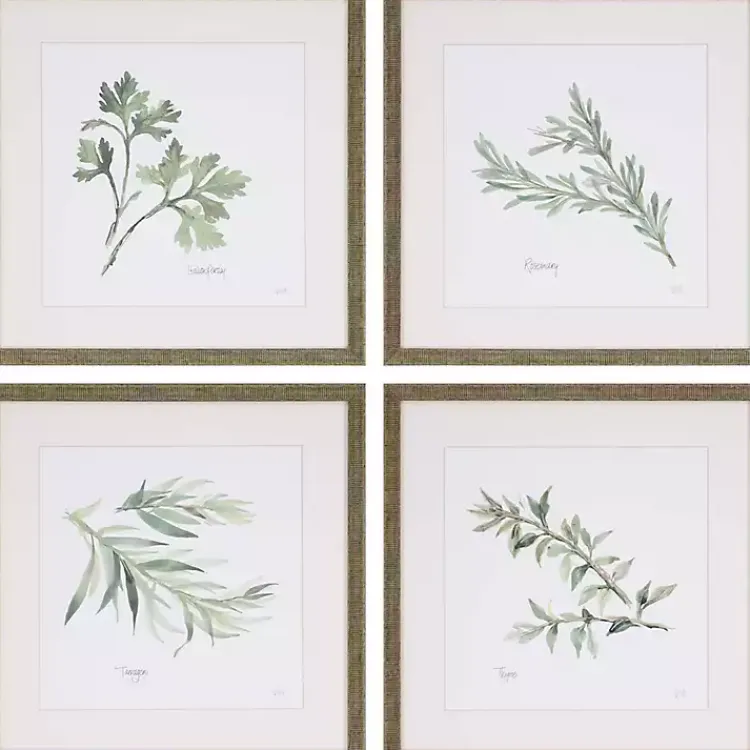 Framed Art-Kirklands Home Herbs 4-pc. Gold Framed Art Print Set Green