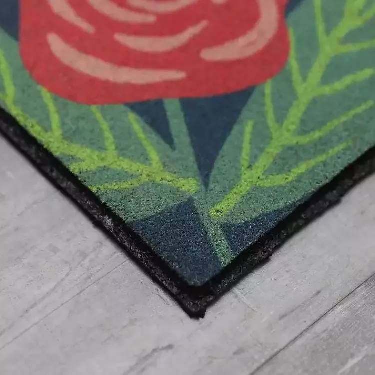 Doormats-Kirklands Home Dark Floral Welcome Rubber Doormat Multi