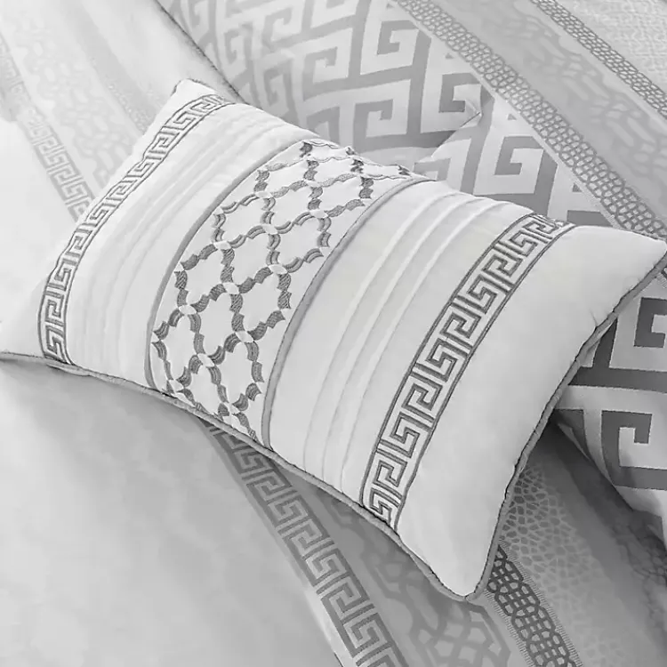 Comforters-Kirklands Home Silver Geometric Stripes 7-pc. Queen Comforter Set