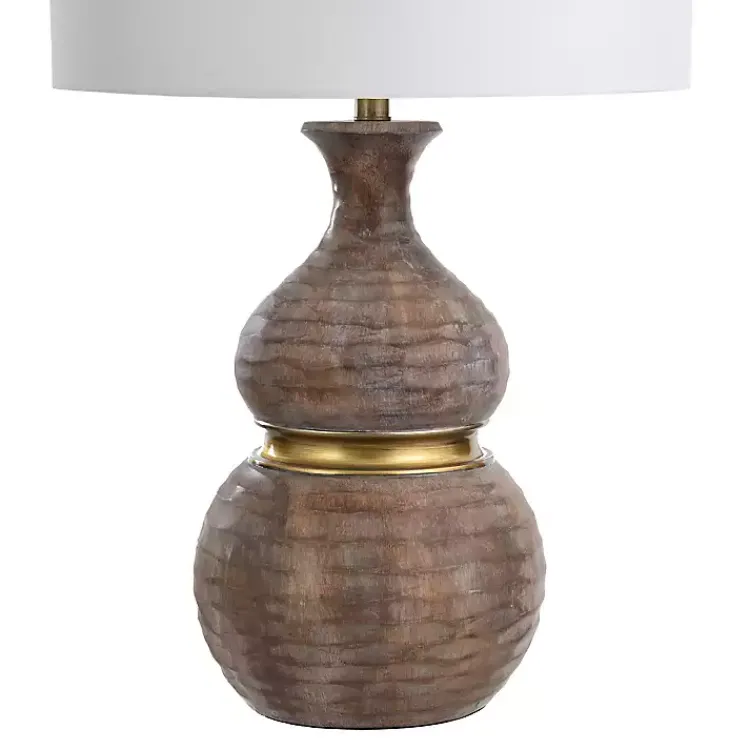 Table Lamps-Kirklands Home Brown and Gold Gourd Table Lamp White