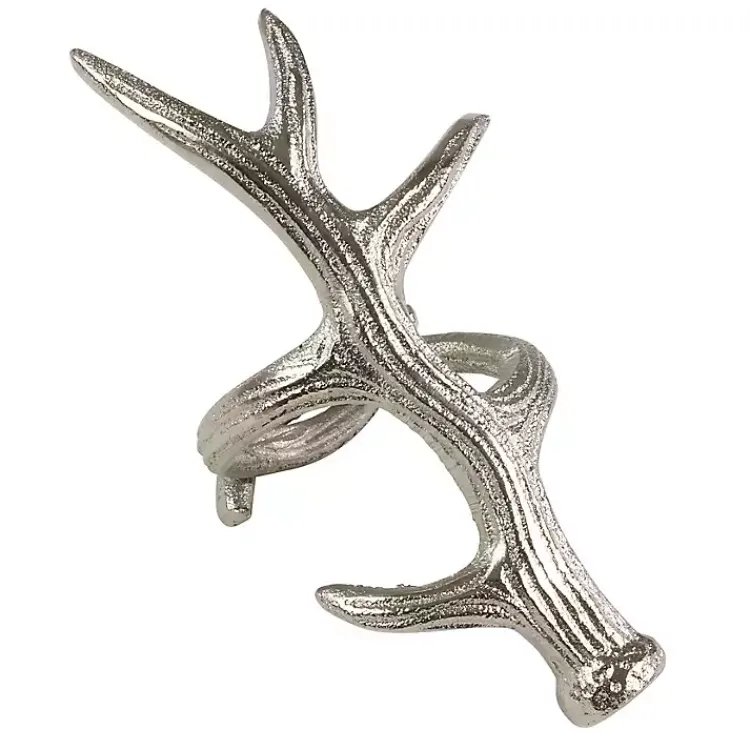 Table Linens-Kirklands Home Reindeer Antler Napkin Rings, Set of 4 Silver