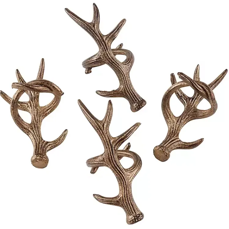 Table Linens-Kirklands Home Bronze Reindeer Antler Napkin Rings, Set of 4 Brown