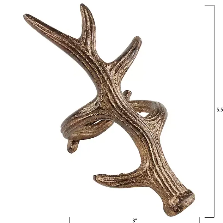 Table Linens-Kirklands Home Bronze Reindeer Antler Napkin Rings, Set of 4 Brown