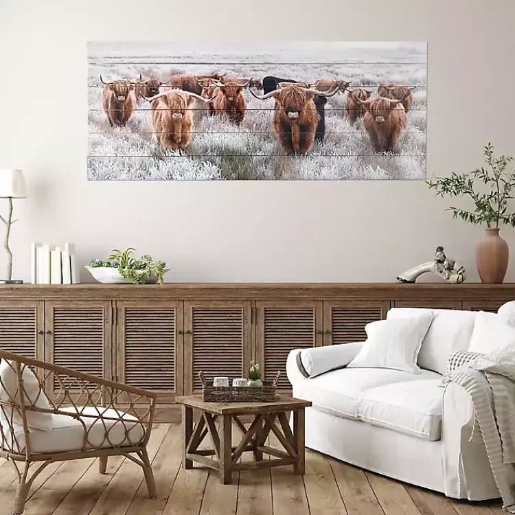 Wall Plaques-Kirklands Home Highland Herd Wood Art Print, 45x19 in.