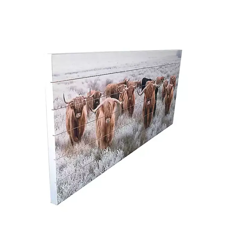 Wall Plaques-Kirklands Home Highland Herd Wood Art Print, 45x19 in.