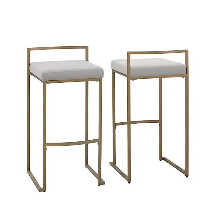 Bar Stools & Counter Height Stools-Kirklands Home Marley and Gold Bar Stools, Set of 2 Gray