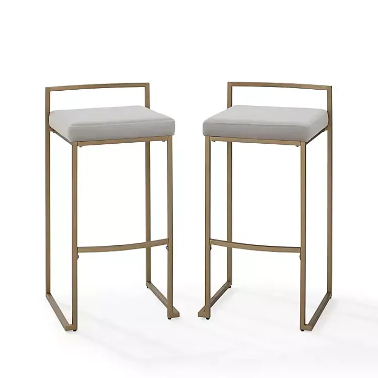 Bar Stools & Counter Height Stools-Kirklands Home Marley and Gold Bar Stools, Set of 2 Gray