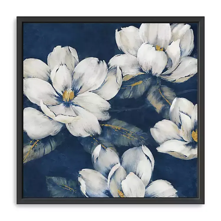 Framed Art-Kirklands Home Magnolias Indigo Framed Giclee Canvas Art Print