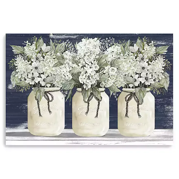Canvas Art-Kirklands Home White Floral Trio Giclee Canvas Art Print