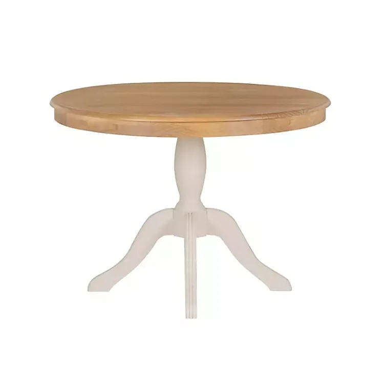 Dining Tables-Kirklands Home White Natural Top Pedestal Dining Table
