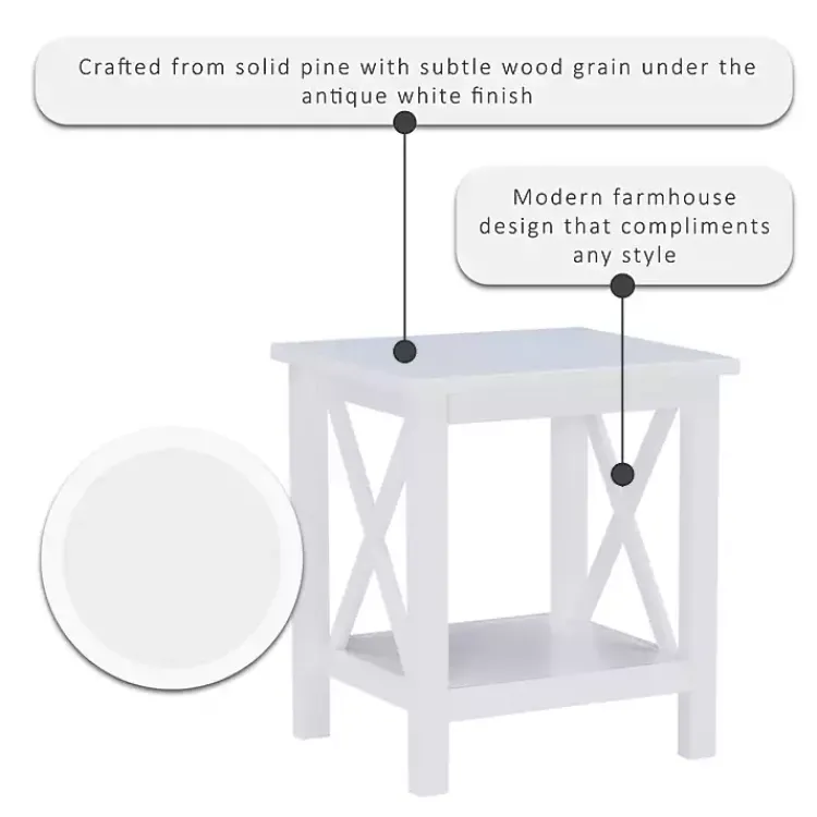 Accent & End Tables-Kirklands Home Antique White X Side Frame Accent Table