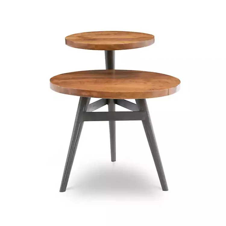 Accent & End Tables-Kirklands Home Industrial Two-Tiered Gunmetal Accent Table Brown