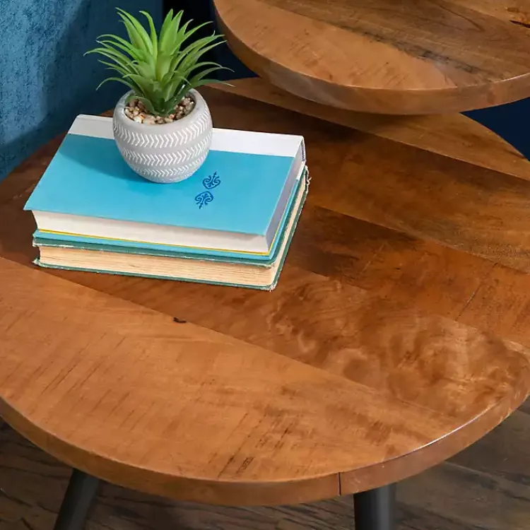 Accent & End Tables-Kirklands Home Industrial Two-Tiered Gunmetal Accent Table Brown