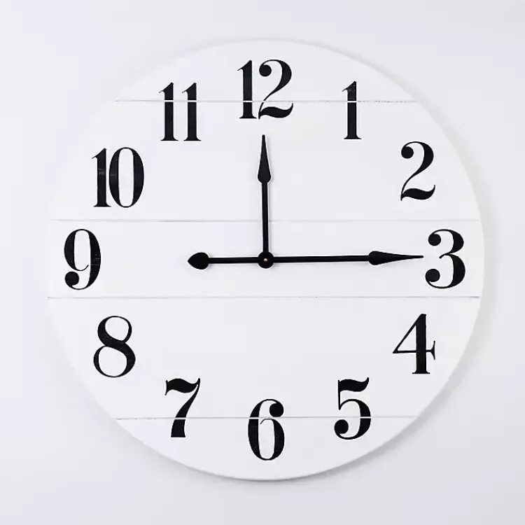 Clocks-Kirklands Home Jake and Black Wooden Wall Clock White