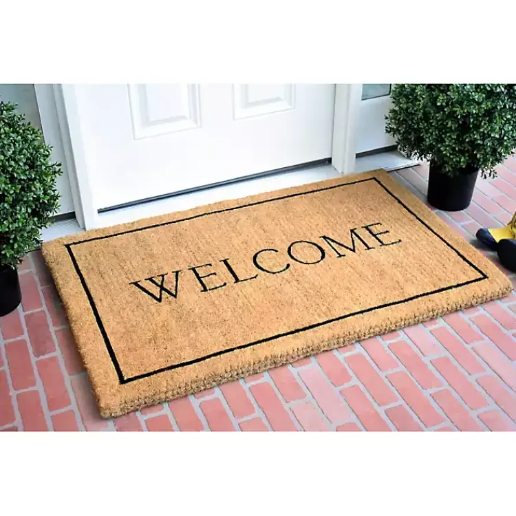 Doormats-Kirklands Home Natural and Black Welcome Doormat, 48x30 in.