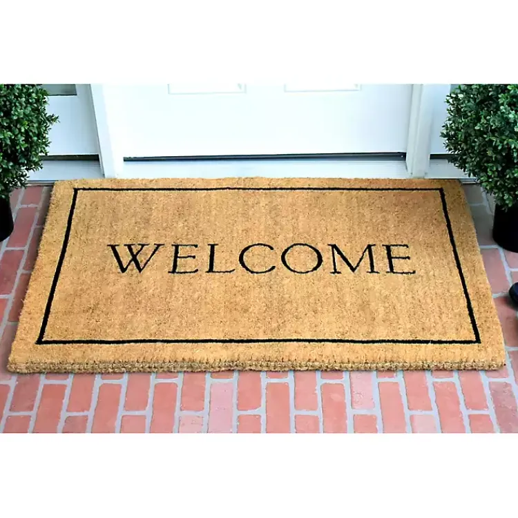 Doormats-Kirklands Home Natural and Black Welcome Doormat, 48x30 in.