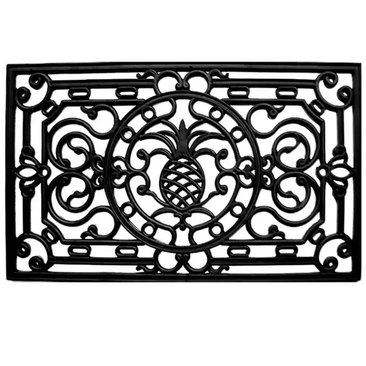 Doormats-Kirklands Home Ornate Penelope Durable Rubber Doormat, 36x24 in. Black