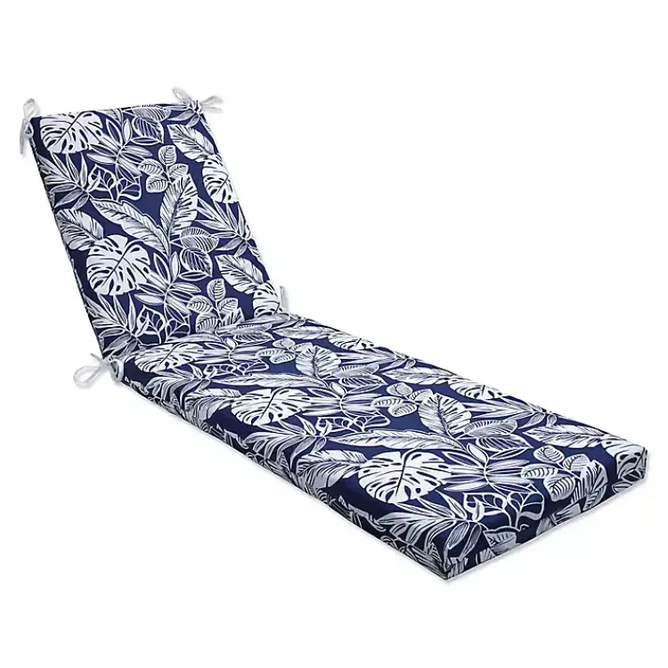 Outdoor Cushions & Pillows-Kirklands Home Navy Tropical Foliage Outdoor Chaise Cushion