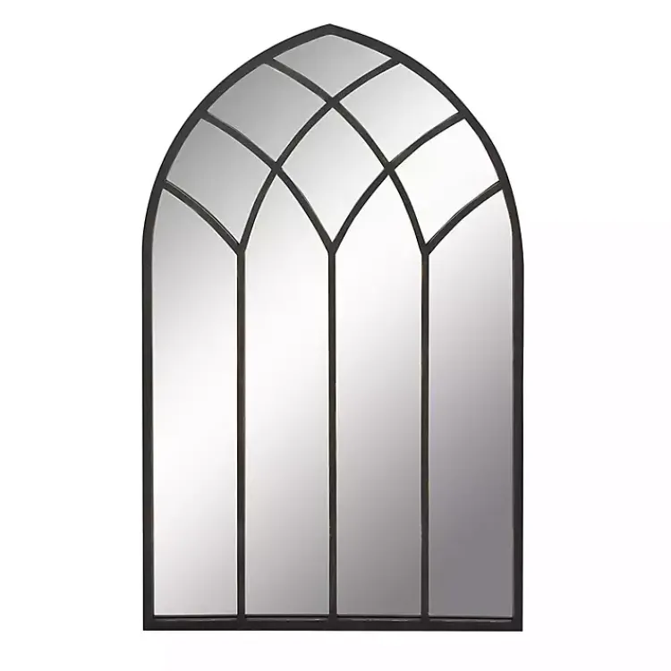 Decorative Mirrors-Kirklands Home Black Metal Arch Framed Mirror