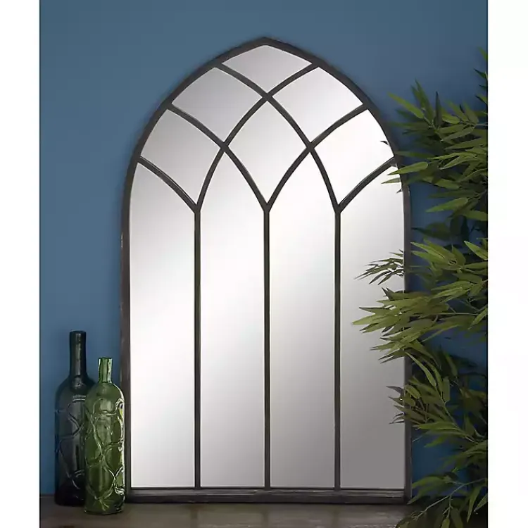 Decorative Mirrors-Kirklands Home Black Metal Arch Framed Mirror