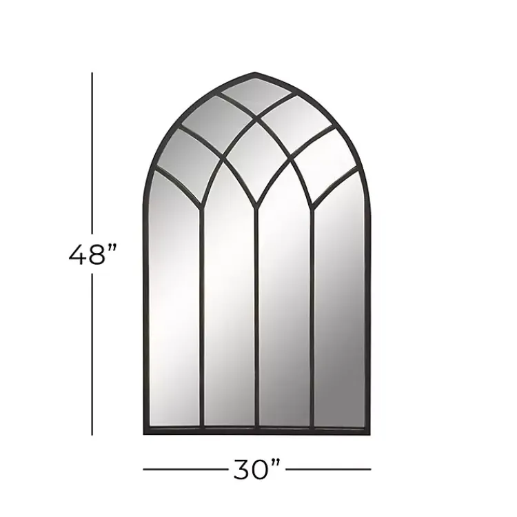 Decorative Mirrors-Kirklands Home Black Metal Arch Framed Mirror