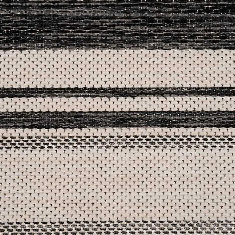 Outdoor Rugs-Kirklands Home Gray Striped Border Outdoor Area Rug, 7x9