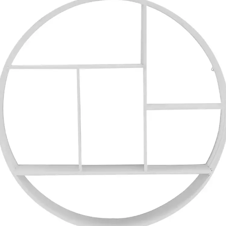 Shelves-Kirklands Home Metallic Metal Circular Frame Wall Shelf White