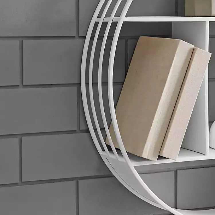Shelves-Kirklands Home Metallic Metal Circular Frame Wall Shelf White