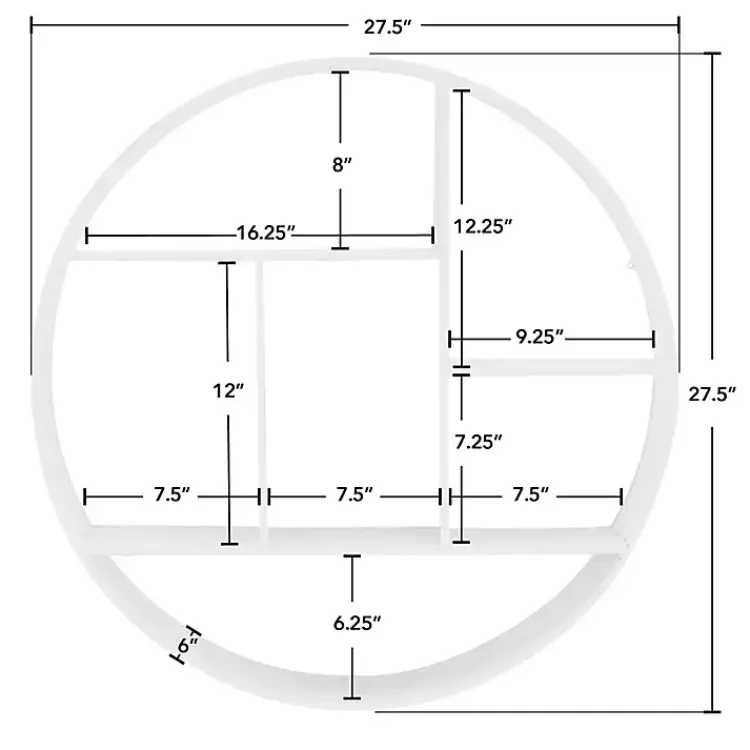 Shelves-Kirklands Home Metallic Metal Circular Frame Wall Shelf White