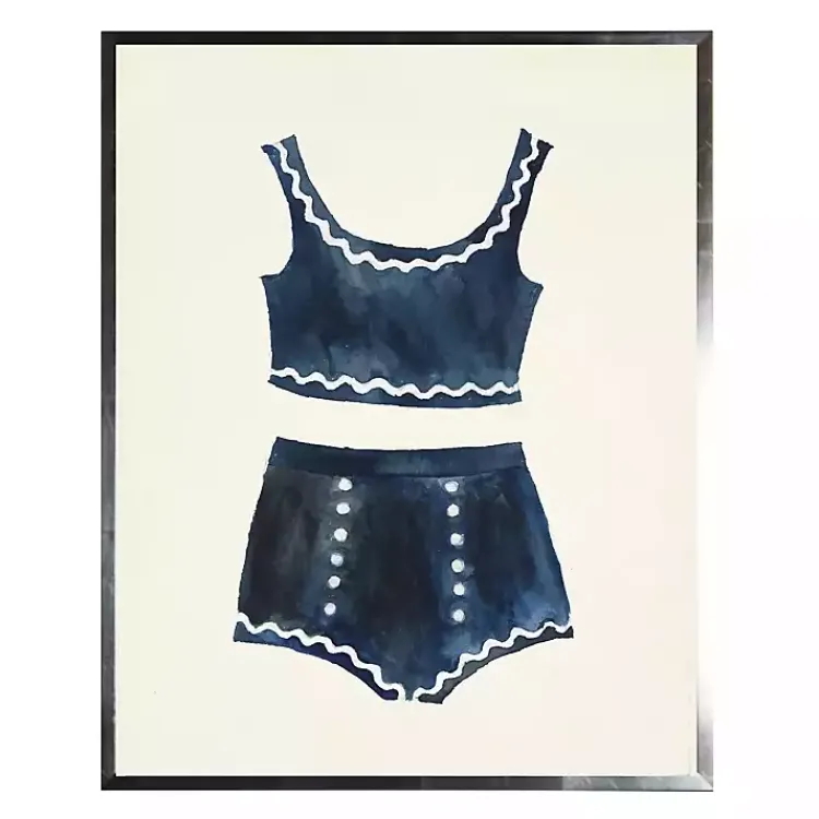 Framed Art-Kirklands Home Navy Two Piece Bathing Suit Framed Art Print