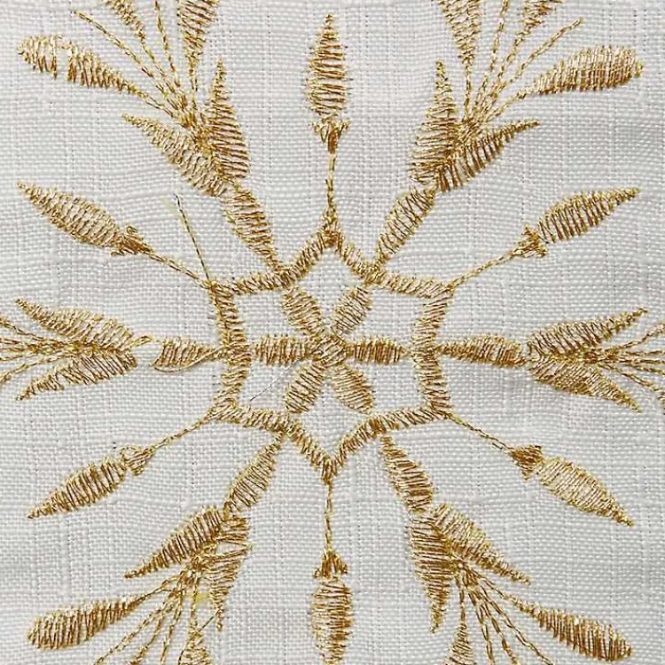 Table Linens-Kirklands Home White Embroidered Snowflakes Table Runner