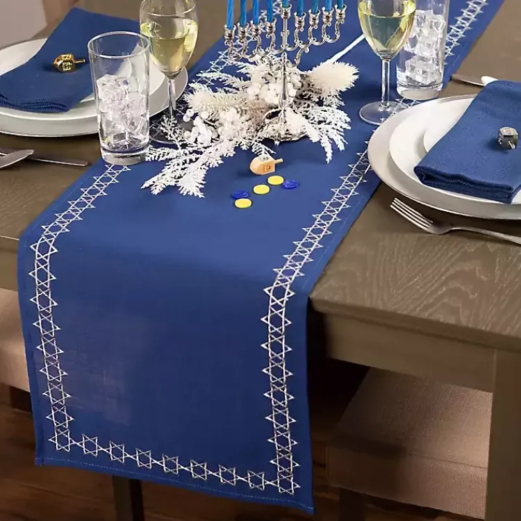 Table Linens-Kirklands Home Blue Star of David Hanukkah Table Runner