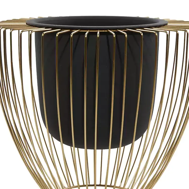 Planters-Kirklands Home Black and Gold Open Frame Planters, Set of 2