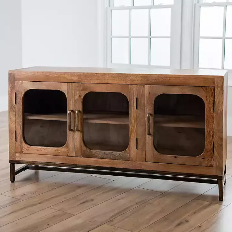 Tv Stands & Media Consoles-Kirklands Home Manu Mango Wood Media Cabinet Brown