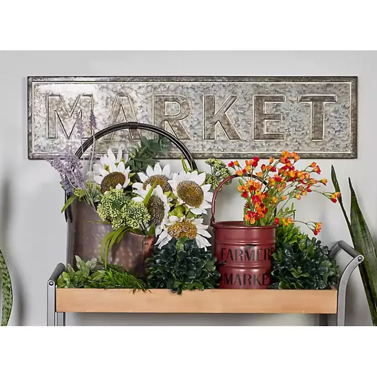 Wall Quotes & Signs-Kirklands Home Galvanized Iron Market Wall Sign Silver