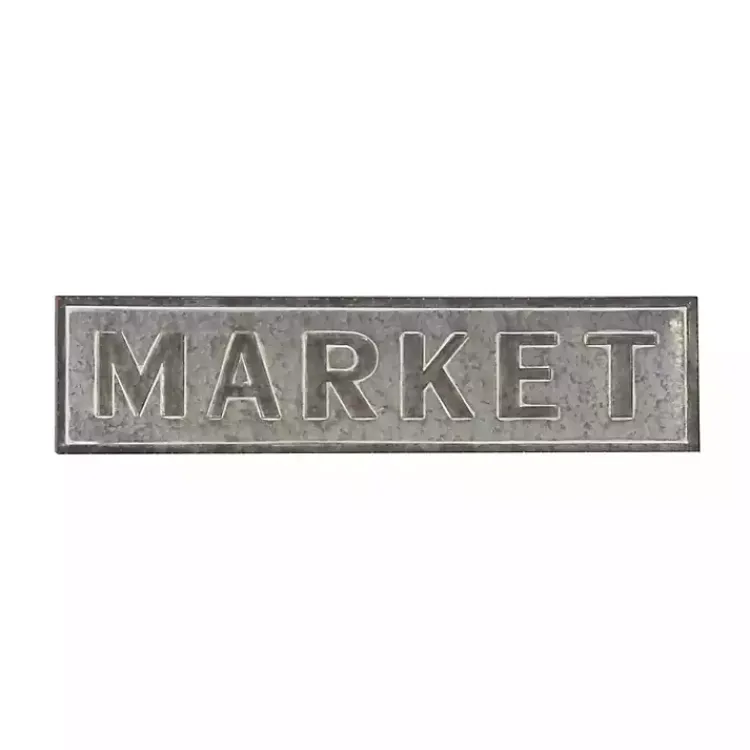 Wall Quotes & Signs-Kirklands Home Galvanized Iron Market Wall Sign Silver